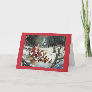 Cartes Pour Fêtes Annuelles Bulldog Christmas Père Noël Woods Grey Card