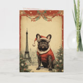 Cartes Pour Fêtes Annuelles Bulldog français vintage Noël tour Eiffel (Dos)