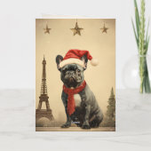 Cartes Pour Fêtes Annuelles Bulldog français vintage Noël tour Eiffel (Dos)