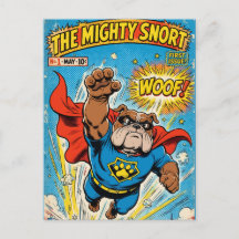 Bulldog Superhero Flying with Cape