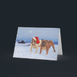 Cartes Pour Fêtes Annuelles Bulldogs anglais sur Crisp Winter Night<br><div class="desc">Design anglais Bulldog créé à partir de ma peinture originale. Aimez-vous les Bulldogs anglais ? C'est vrai ! Achetez des vêtements ou des cadeaux parfaits pour adultes et enfants avec ce design Bulldog anglais et personnalisez-les vous-même avec notre outil de customisée!</div>
