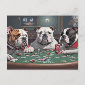 Cartes Pour Fêtes Annuelles Bulldogs playing poker