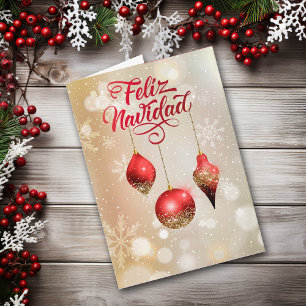 Cartes Pour Fêtes Annuelles Bulles de Parties scintillant rouge Feliz Navidad 