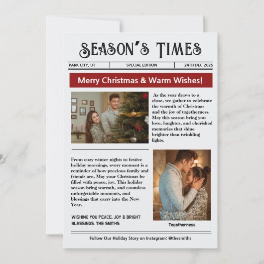 Cartes Pour Fêtes Annuelles Bulletin Arch Photo Collage Noël (Devant)