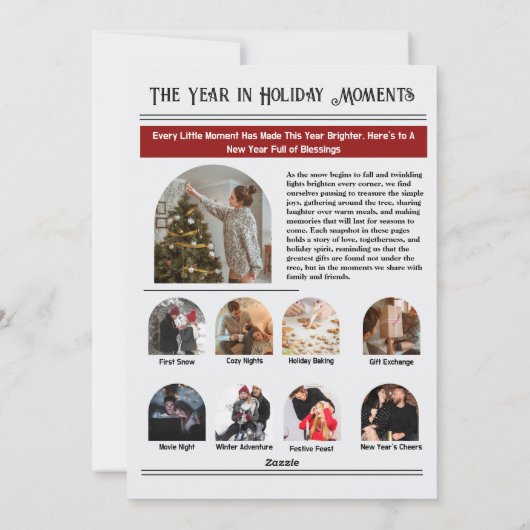 Cartes Pour Fêtes Annuelles Bulletin Arch Photo Collage Noël (Dos)