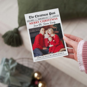 Cartes Pour Fêtes Annuelles Bulletin de la photo de famille de journal Noël