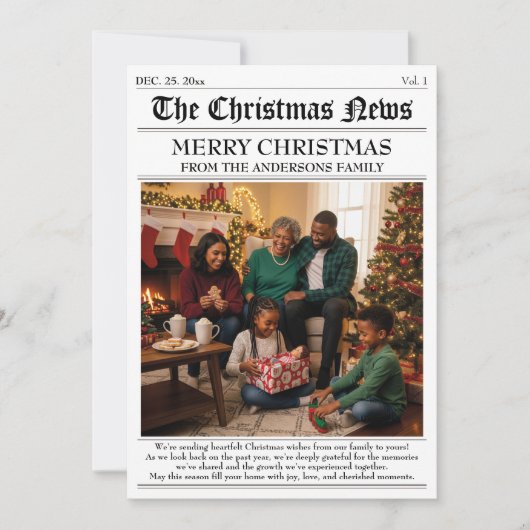 Cartes Pour Fêtes Annuelles Bulletin de Noël familial personnalisé Photo Colla (Devant)