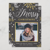 Cartes Pour Fêtes Annuelles Bulletins Snowflakes Golden (Devant / Derrière)