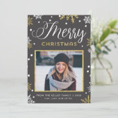 Cartes Pour Fêtes Annuelles Bulletins Snowflakes Golden (Debout devant)