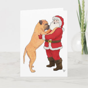 Cartes Pour Fêtes Annuelles Bullmastiff Jowly voeux de Noël