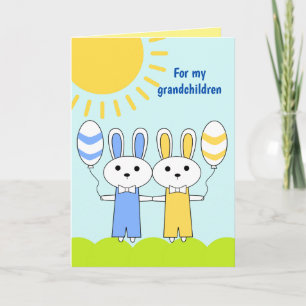 Cartes Pour Fêtes Annuelles Bunnies Pâques Pour Mes Petits-Enfants