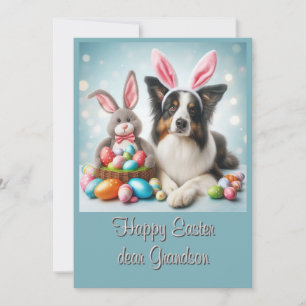 Cartes Pour Fêtes Annuelles Bunny Border Collie Joyeuses Pâques Petit-fils