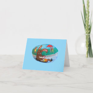 Cartes Pour Fêtes Annuelles Bunny 🐰 Dans La Piscine