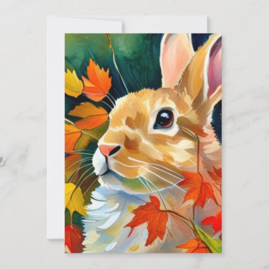 Cartes Pour Fêtes Annuelles Bunny d'automne (Devant)