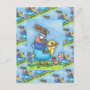 CARTES POUR FÊTES ANNUELLES BUNNY DE PÂQUES À L'ÉCRAN BLEU, WHIMSY