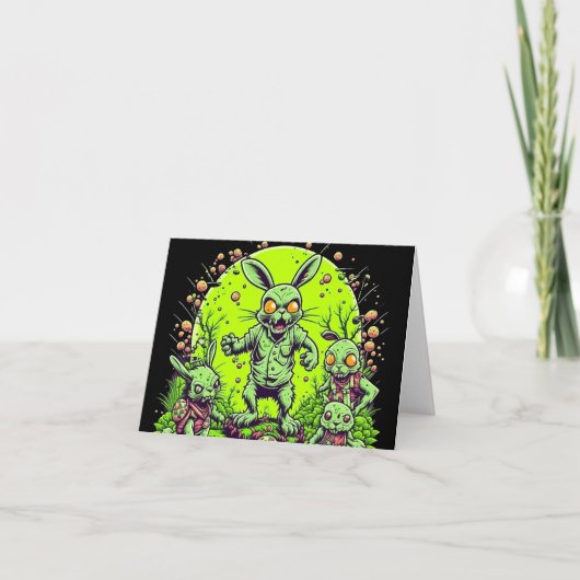 Cartes Pour Fêtes Annuelles Bunny de Pâques Zombie (Devant)