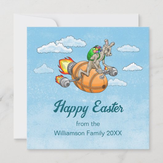Cartes Pour Fêtes Annuelles Bunny Rocket (Devant)