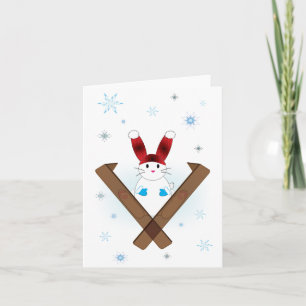 Cartes Pour Fêtes Annuelles Bunny Ski