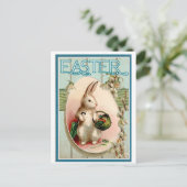 Cartes Pour Fêtes Annuelles Bunny vintage de Pâques (Debout devant)