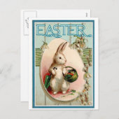 Cartes Pour Fêtes Annuelles Bunny vintage de Pâques (Devant / Derrière)