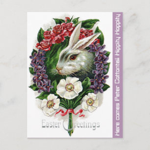 CARTES POUR FÊTES ANNUELLES "BUNNY WREATH" PRINTEMPS VERDURE PÂQUES