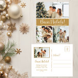 Cartes Pour Fêtes Annuelles Buon Natale 4 Photo<br><div class="desc">Cette fabuleuse carte postale de vacances de 4 photos avec "Buon Natale!" dans une police de caractères de script moderne et votre nom de famille et année dans une police de caractères casquettes traditionnelle et nette, en blanc sur or, est parfaite pour envoyer à votre famille et vos amis. Tout...</div>