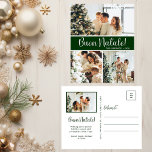 Cartes Pour Fêtes Annuelles Buon Natale 4 Photo<br><div class="desc">Cette fabuleuse carte postale de vacances de 4 photos avec "Buon Natale!" dans une police de caractères de script moderne et votre nom de famille et année dans une police de caractères casquettes traditionnelle et nette, en blanc sur vert foncé, est parfaite pour envoyer à votre famille et vos amis....</div>