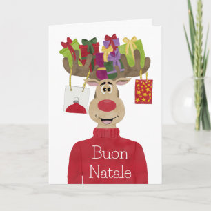 Cartes Pour Fêtes Annuelles Buon Natale, Cadeaux de Noël italiens Reindeer