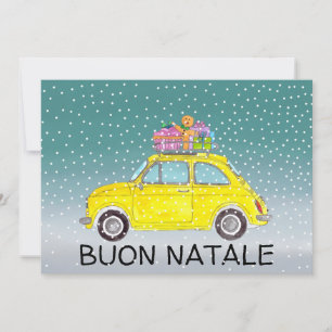 Cartes Pour Fêtes Annuelles Buon Natale Italien Noël jaune Fiat 500