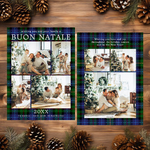 Cartes Pour Fêtes Annuelles Buon Natale Multi Photo Green Plaid