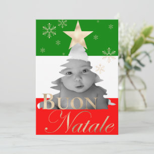 Cartes Pour Fêtes Annuelles Buon Natale Photo personnalisée Arbre de Noël ital