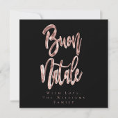 Cartes Pour Fêtes Annuelles Buon Natale Rose Gold Script Noël italien (Devant)