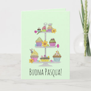 Cartes Pour Fêtes Annuelles Buona Pasqua Cupcakes Italien de Pâques