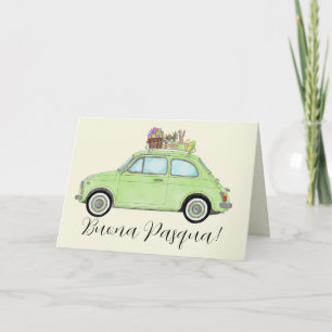 Cartes Pour Fêtes Annuelles Buona Pasqua Italian Easter Retro Fiat 500 Holiday
