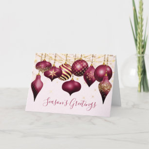 Cartes Pour Fêtes Annuelles Burgundy Gold Ornaming Business Holiday Card