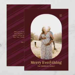 Cartes Pour Fêtes Annuelles Burgundy Red Stripes Joyeux Noël Photo Holiday