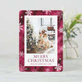 Cartes Pour Fêtes Annuelles Burguny Joyeux Noël Snowflake Photo (Debout devant)