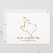 Cartes Pour Fêtes Annuelles Burnt Orange Line Art Père Noël Texas (Devant)