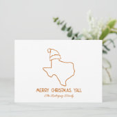 Cartes Pour Fêtes Annuelles Burnt Orange Line Art Père Noël Texas (Debout devant)