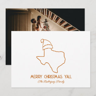 Cartes Pour Fêtes Annuelles Burnt Orange Line Art Père Noël Texas