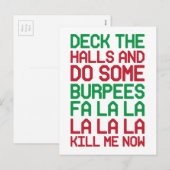 Cartes Pour Fêtes Annuelles Burpees de Noël (Devant / Derrière)