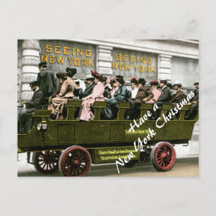 Cartes Pour Fêtes Annuelles Bus touristique vintage dans Noël de NYC