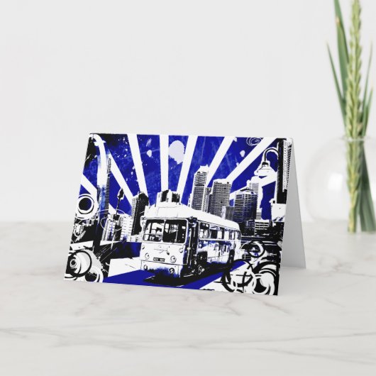 Cartes Pour Fêtes Annuelles Bus vintage (Devant)