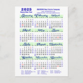 Cartes Pour Fêtes Annuelles Business 20245 Calendrier Moderne Bleu Script Simp (Devant)
