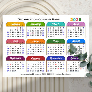 Cartes Pour Fêtes Annuelles Business 2026 Calendrier moderne Black Or coloré
