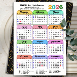 Cartes Pour Fêtes Annuelles Business 2026 Calendrier moderne Black Or coloré