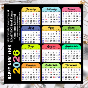 Cartes Pour Fêtes Annuelles Business 2026 Calendrier moderne Black Or coloré
