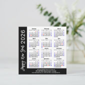 Cartes Pour Fêtes Annuelles Business 2026 Calendrier Moderne Écriture Noire Si (Debout devant)