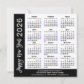 Cartes Pour Fêtes Annuelles Business 2026 Calendrier Moderne Écriture Noire Si (Devant)