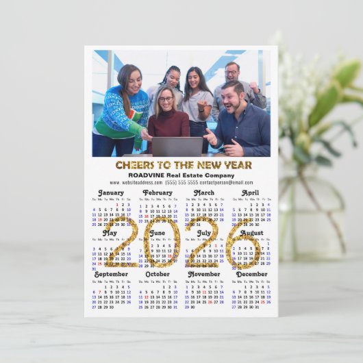 Cartes Pour Fêtes Annuelles Business 2026 Calendrier Parties scintillant moder (Debout devant)